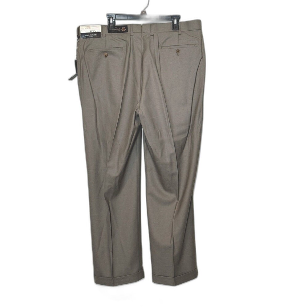 Louis Raphael Luxe Tan Super 120s Wool Trousers Pleated Pants 40x30 NWT - Picture 4 of 10